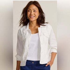 Tommy Bahama, Two Palms Linen Raw Edge Jacket, White, Ladies XS